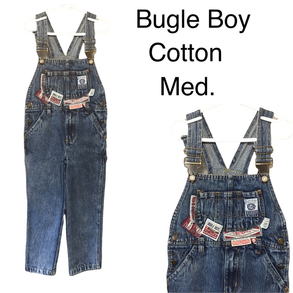 Kids Bugle Boy Bib Overalls Cotton Denim Med. EUC